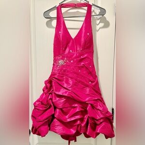 Cinderella Divine Embellished Halter Front Lace-Up Back Bubble Party Dress